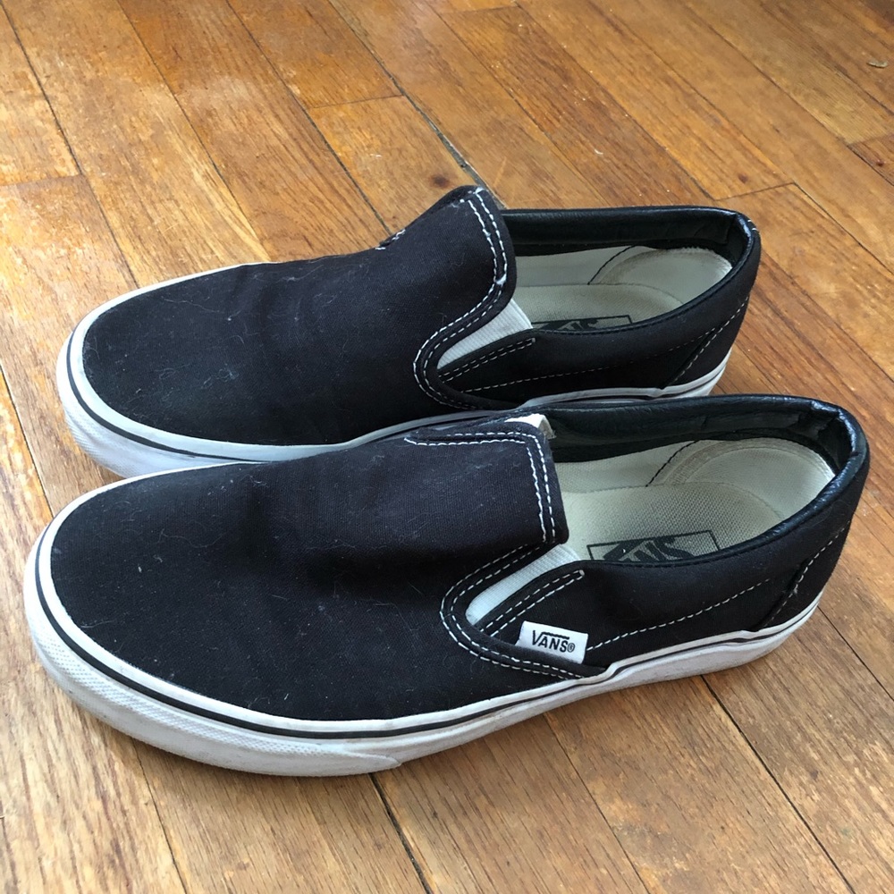 women’s black slip on vans